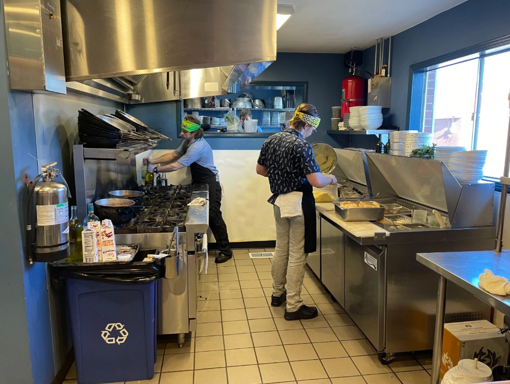 Chefs at work in the Tarasque Cucina kitchen